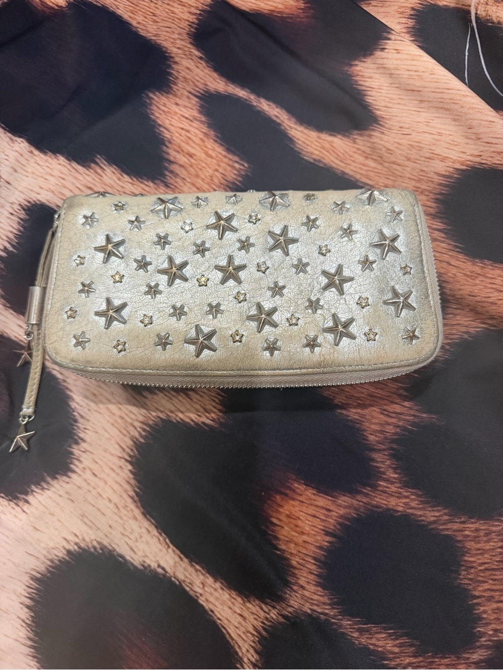 Jimmy Choo fillipa Star-Stud Zip Wallet - Gold